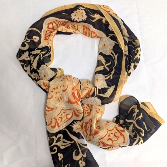 Vintage Chiffon Floral Patterned Oblong Scarf - Picture 10 of 10